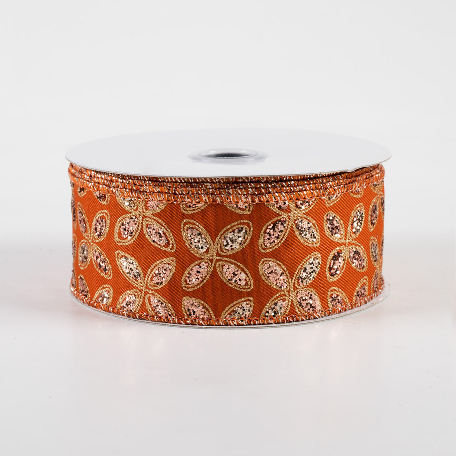 1.5" Quatrefoil Petals Ribbon: Autumn, Rose, Champagne, Gold (10 Yards)