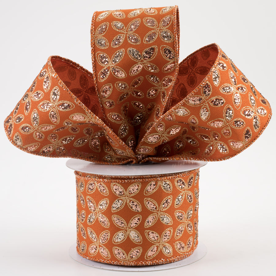2.5" Quatrefoil Petals Ribbon: Autumn, Rose, Champagne, Gold (10 Yards) Lifestyle Photo