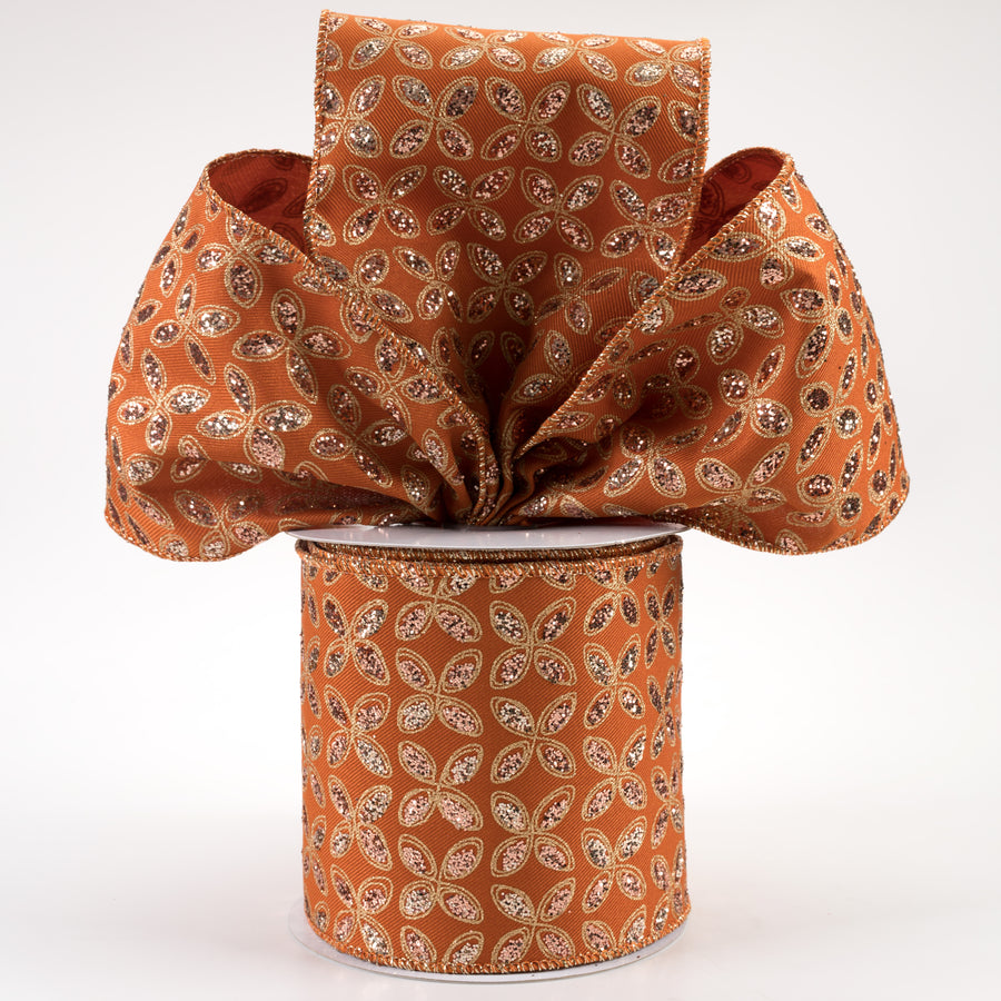 4" Quatrefoil Petals Ribbon: Autumn, Rose, Champagne, Gold (10 Yards) Lifestyle Photo