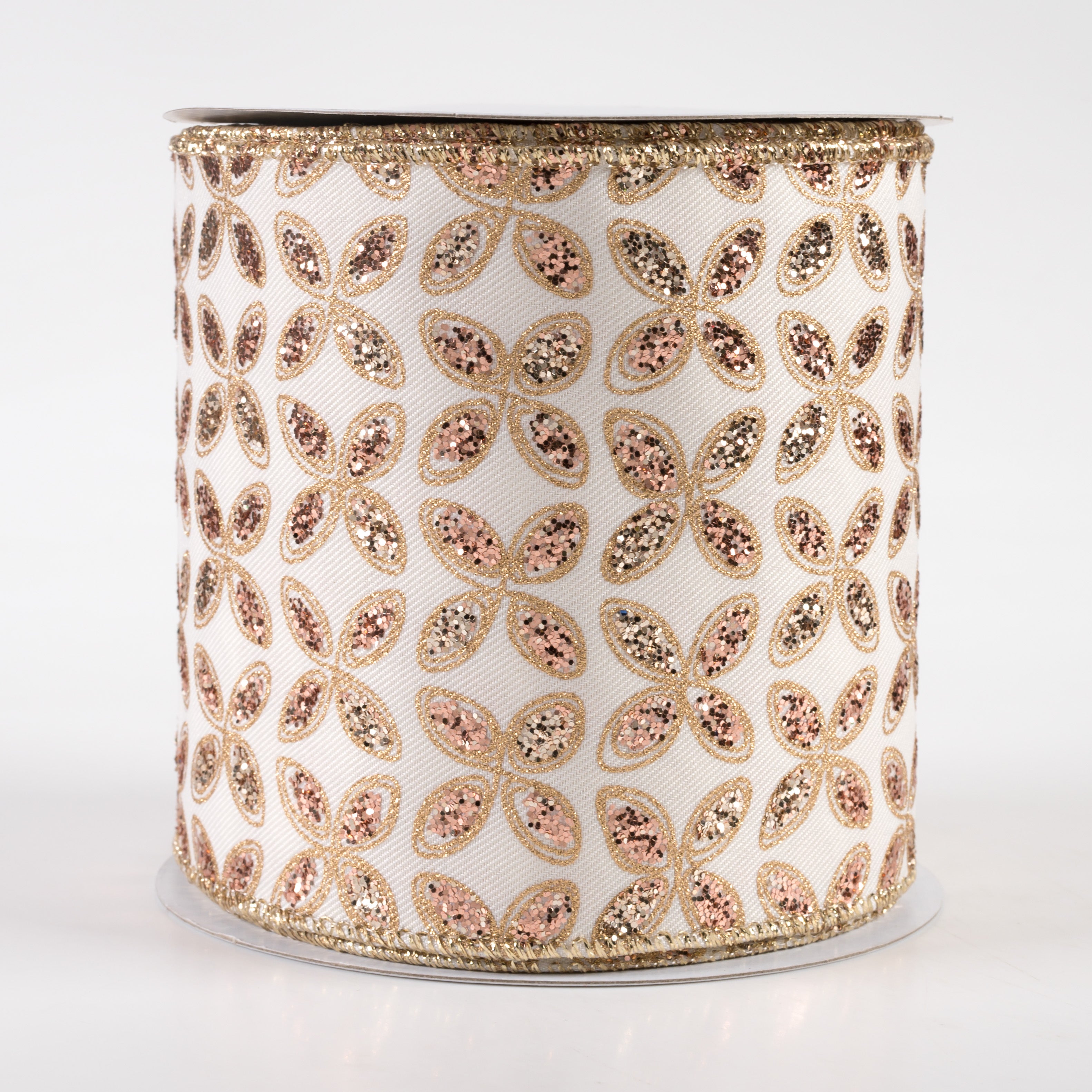 4" Quatrefoil Petals Ribbon: Ivory, Rose, Champagne, Gold (10 Yards)