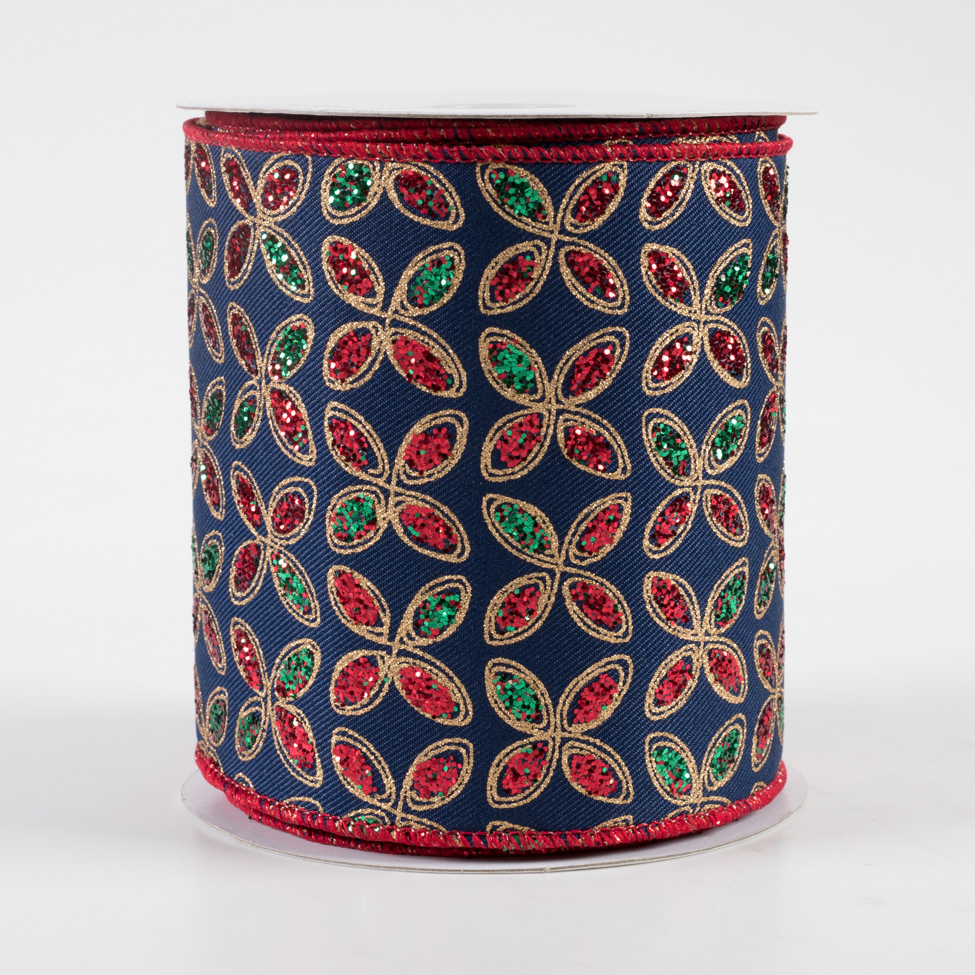 4" Quatrefoil Petals Ribbon: Navy, Red, Emerald, Gold (10 Yards)