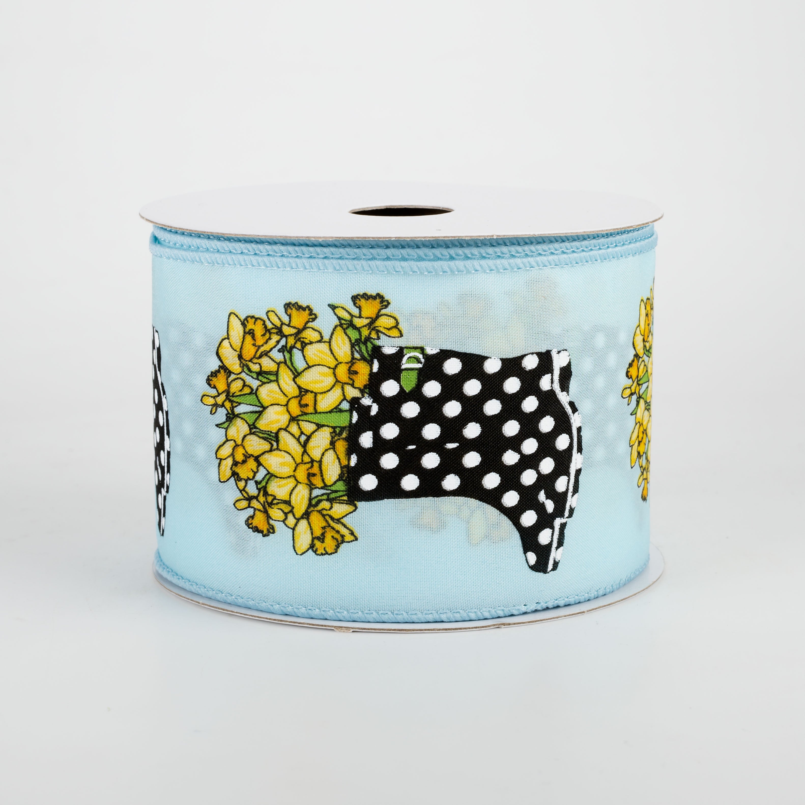 2.5" Rain Boots Daffodil Ribbon: Light Blue (10 Yards)