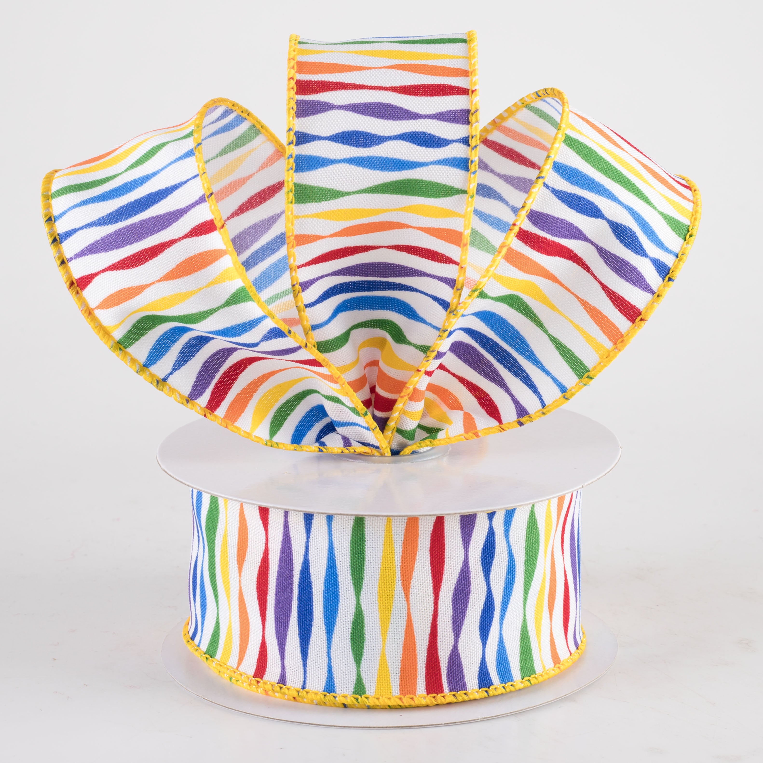 1.5" Rainbow Twisted Stripe Ribbon (10 Yards) Lifestyle Photo