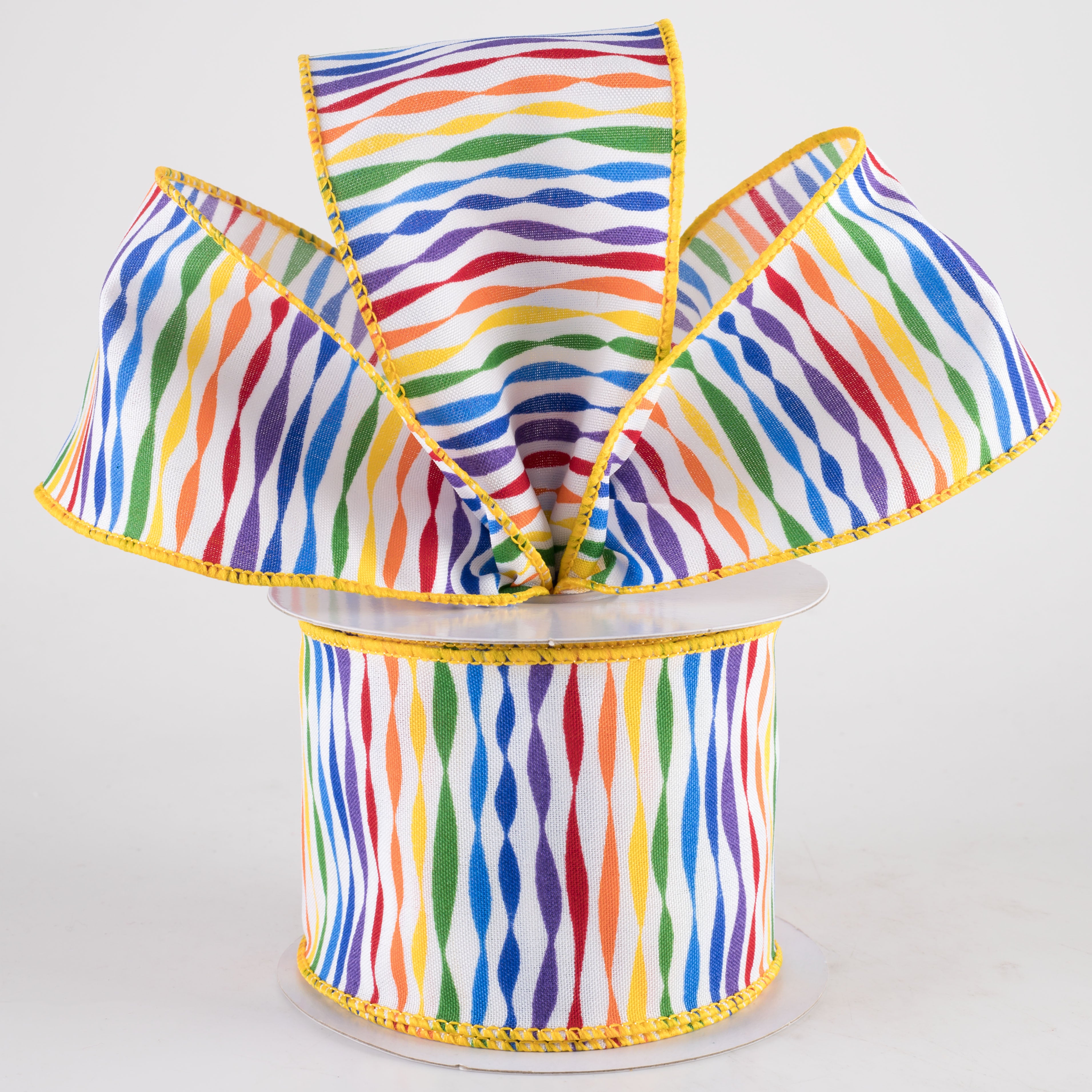 2.5" Rainbow Twisted Stripe Ribbon (10 Yards) Lifestyle Photo