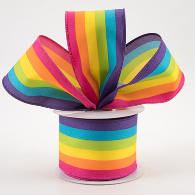 2.5" Rainbow Vertical Stripe Ribbon (10 Yards) Lifestyle Photo