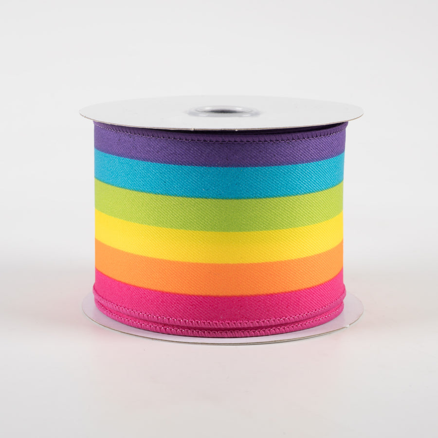 2.5" Rainbow Vertical Stripe Ribbon (10 Yards)