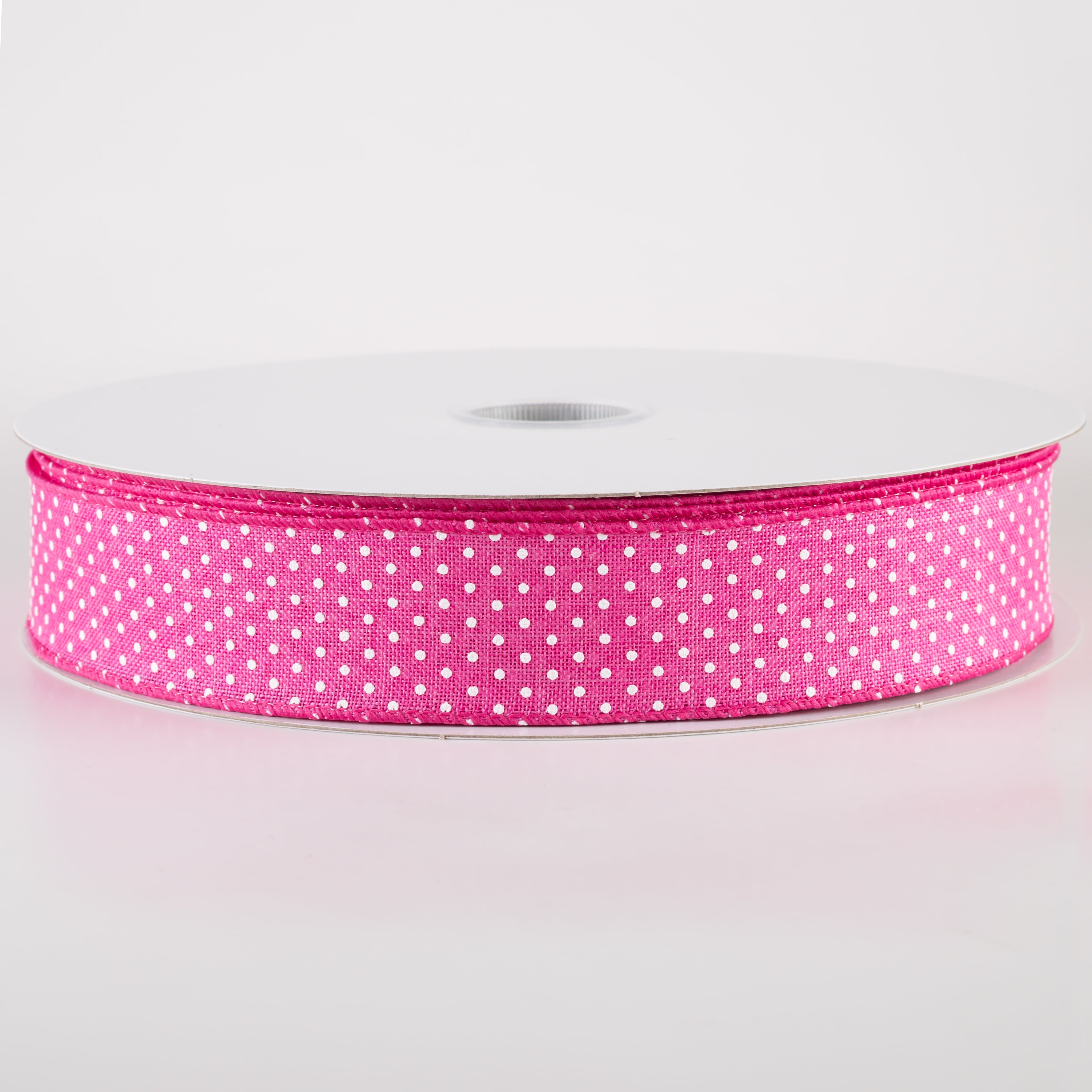 1.5" Raised Microdot Ribbon: Fuchsia Pink & White (50 Yards)