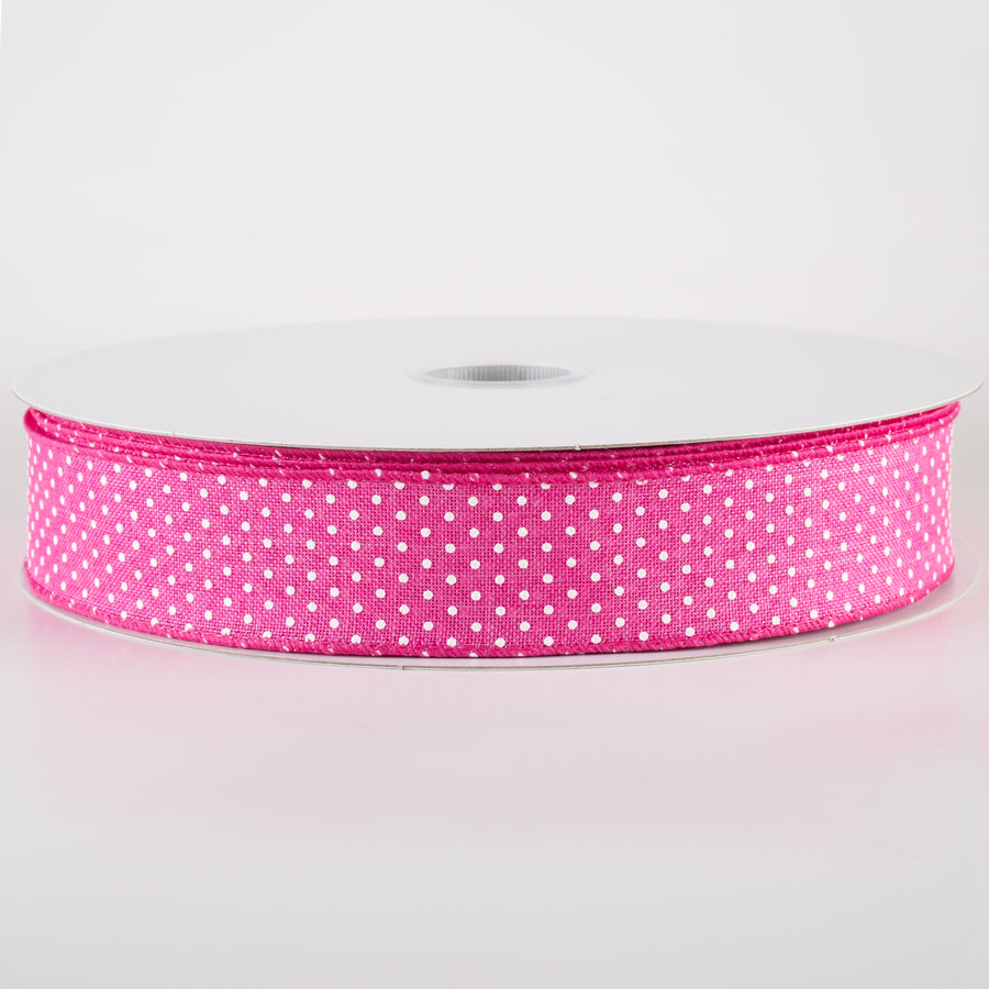 1.5" Raised Microdot Ribbon: Fuchsia Pink & White (50 Yards)