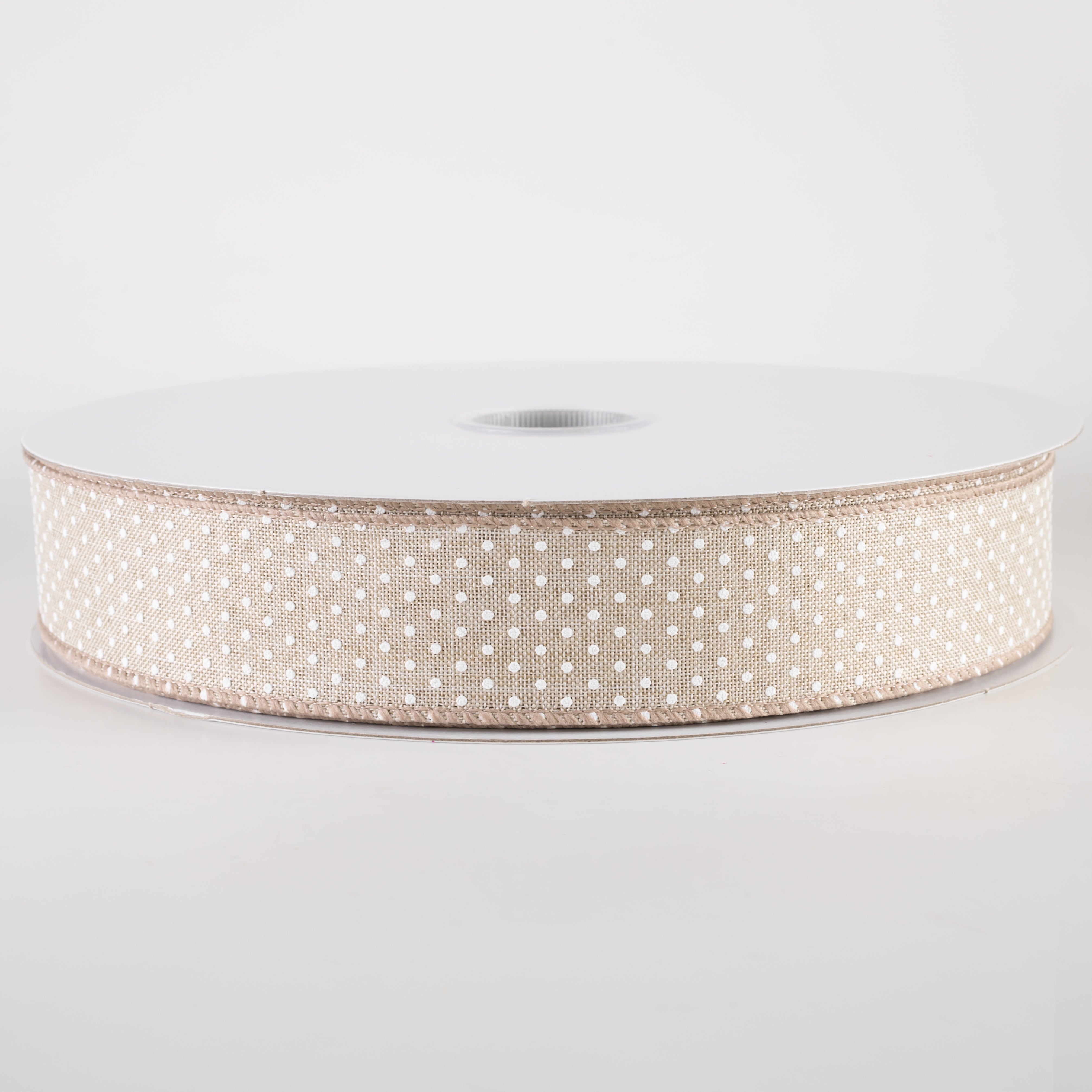 1.5" Raised Microdot Ribbon: Natural & White (50 Yards)