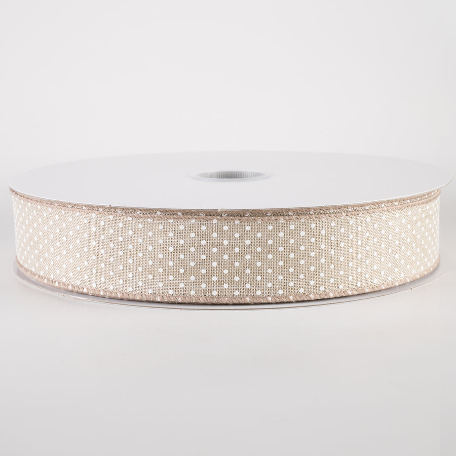 1.5" Raised Microdot Ribbon: Natural & White (50 Yards)