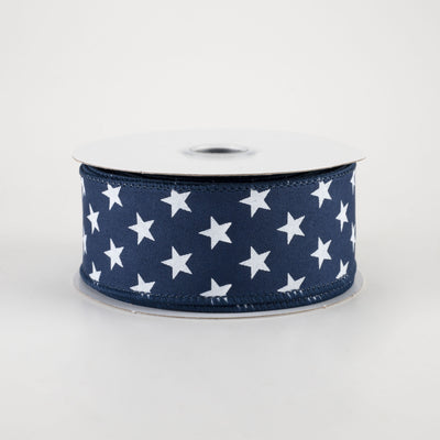 1.5" Random Star Ribbon: Navy Blue (10 Yards)
