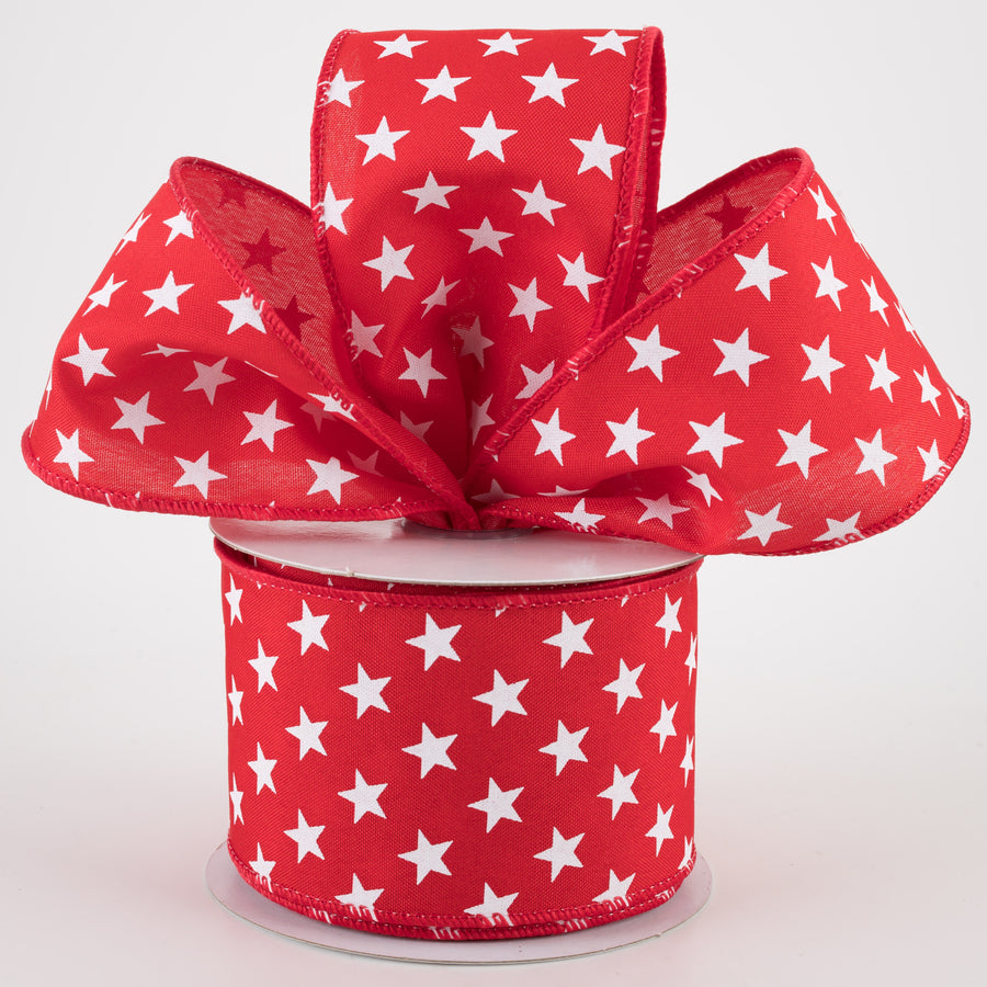 2.5" Random Star Ribbon: Red (10 Yards) Lifestyle Photo