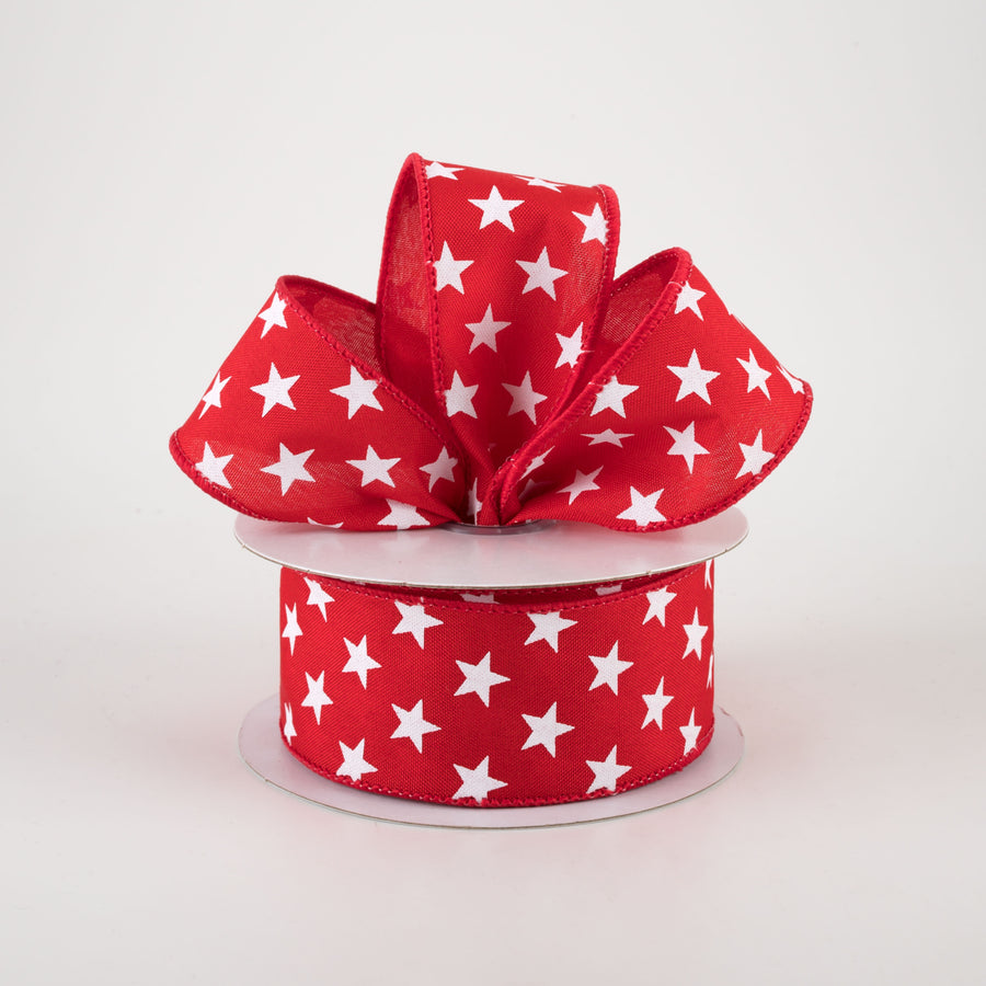 1.5" Random Star Ribbon: Red (10 Yards) Lifestyle Photo