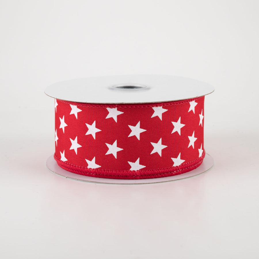 1.5" Random Star Ribbon: Red (10 Yards)