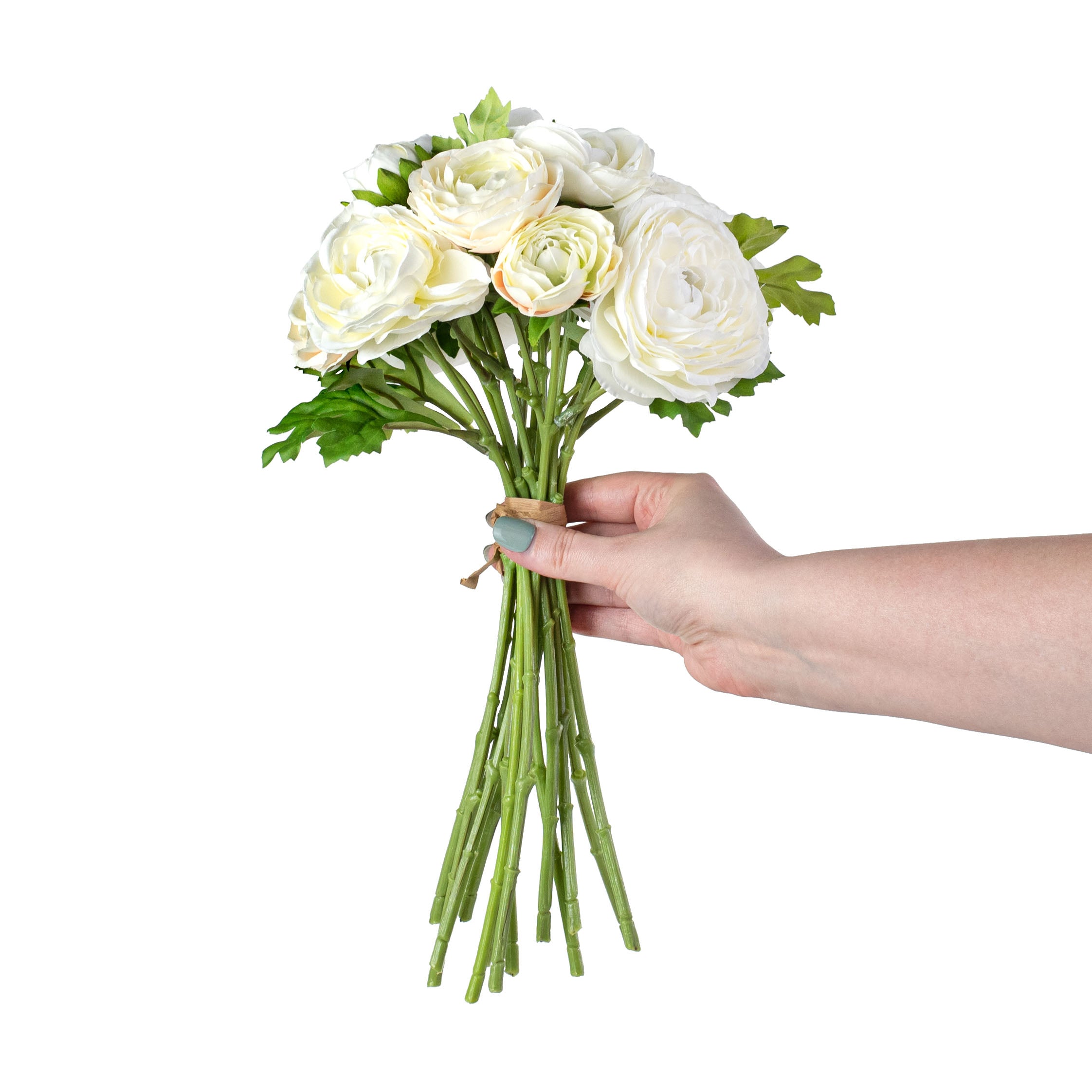 14" Ranunculus Bundle: Cream detail photo 3