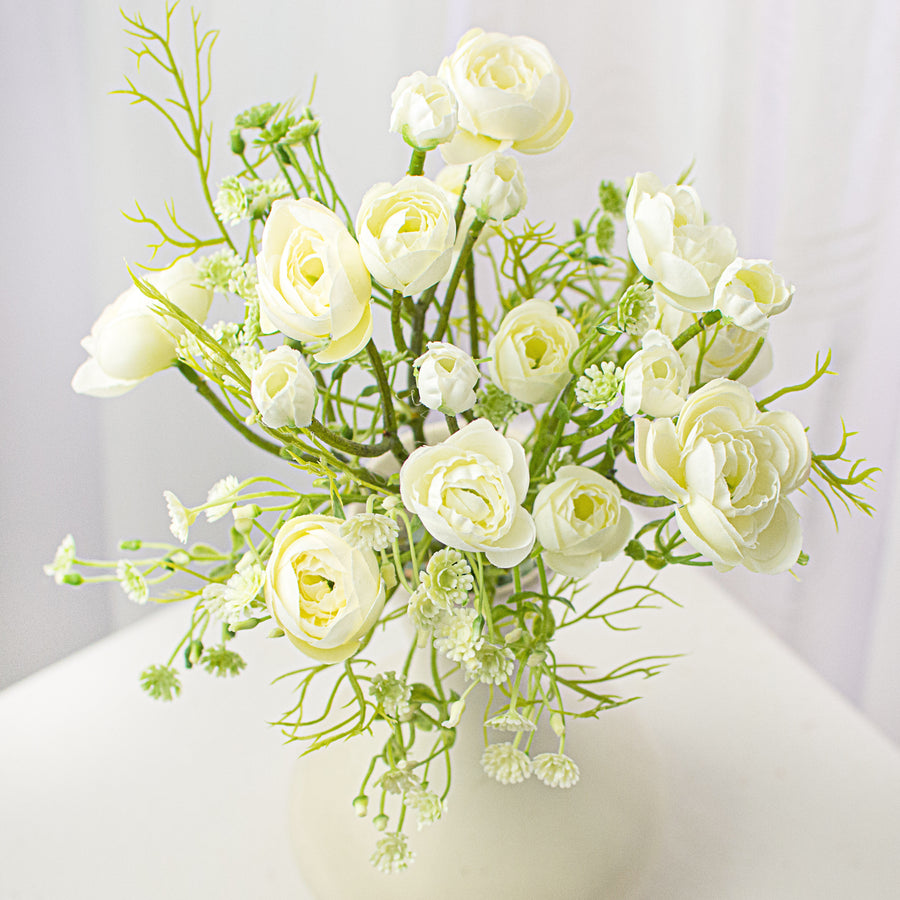 14" Ranunculus Bundle: Cream White Item Number: 2220074CW