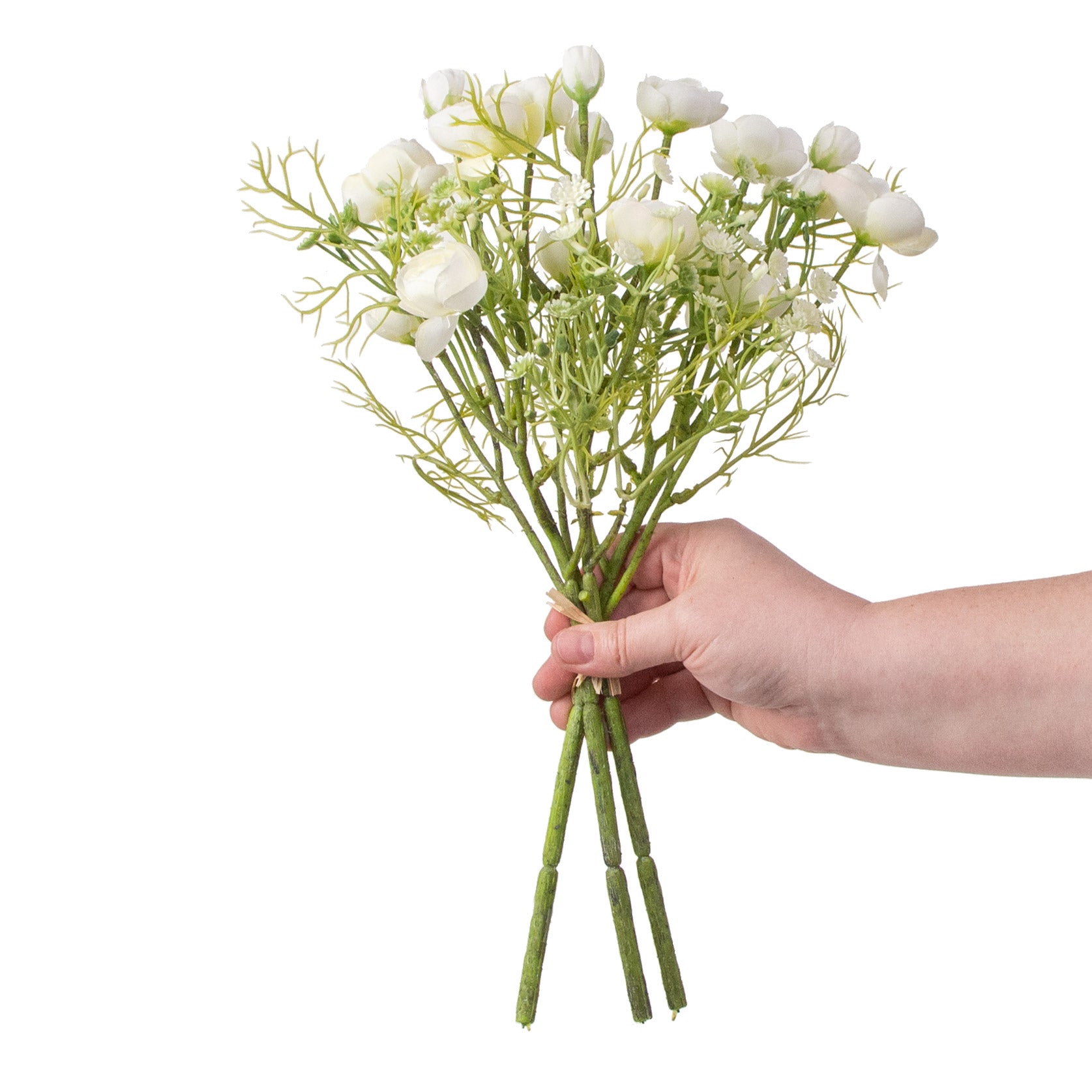 14" Ranunculus Bundle: Cream White detail photo 3
