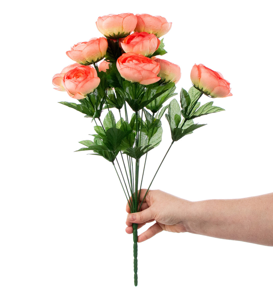 20" Ranunculus Bush: Coral Orange (12 Stem) detail photo 3