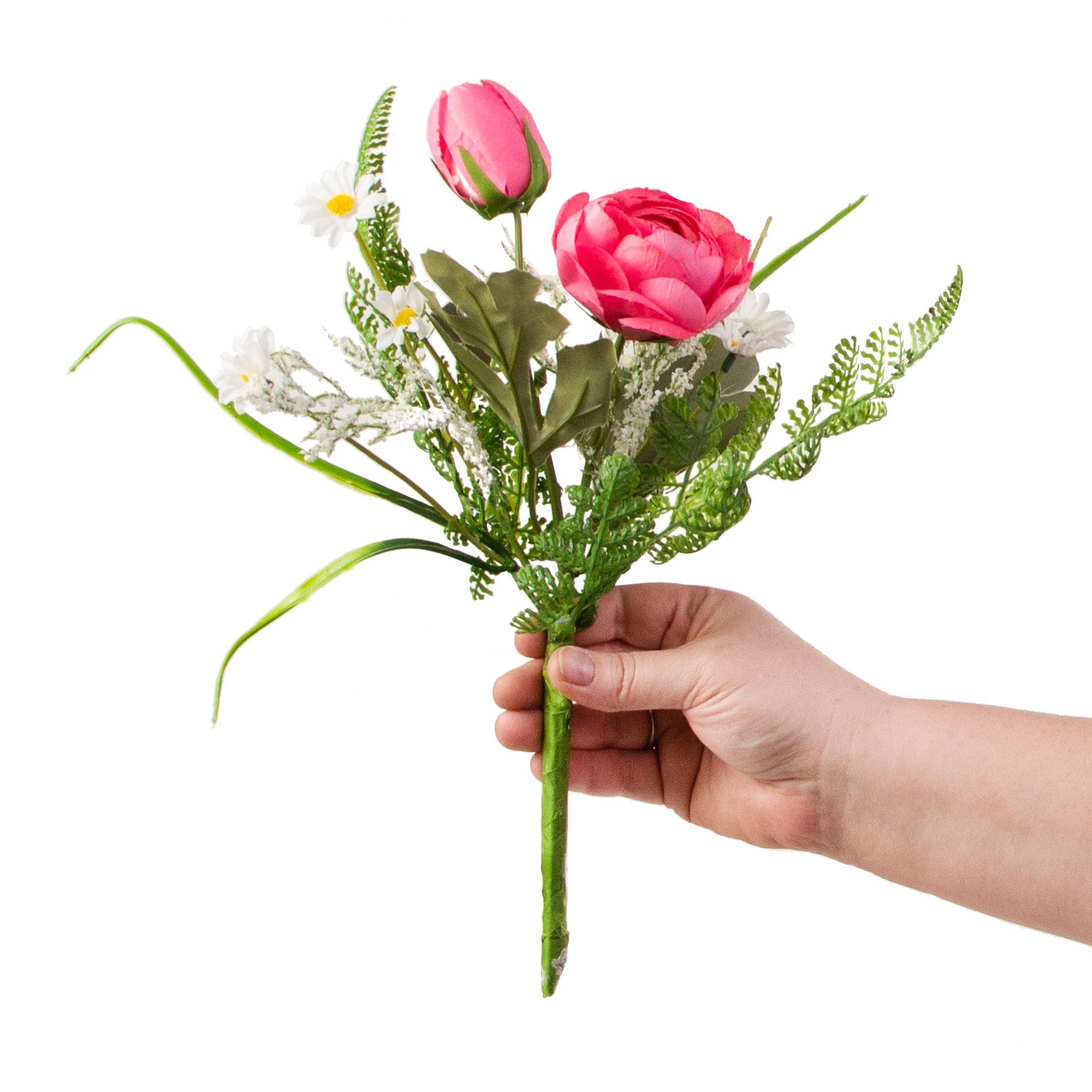 16" Ranunculus & Fern Filler Pick: Fuchsia Pink detail photo 3