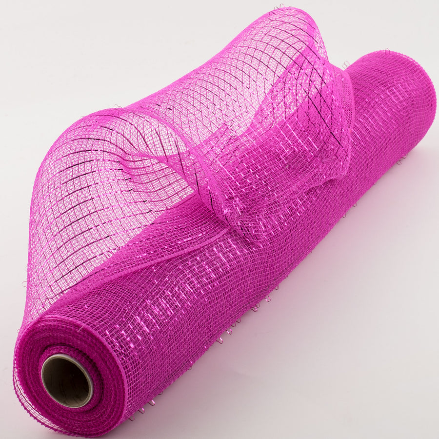 21" Poly Deco Mesh: Metallic Hot Pink