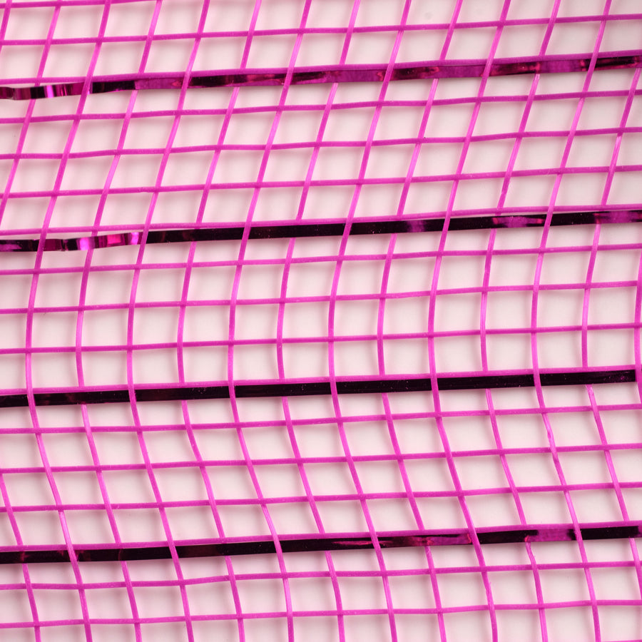 21" Poly Deco Mesh: Metallic Hot Pink