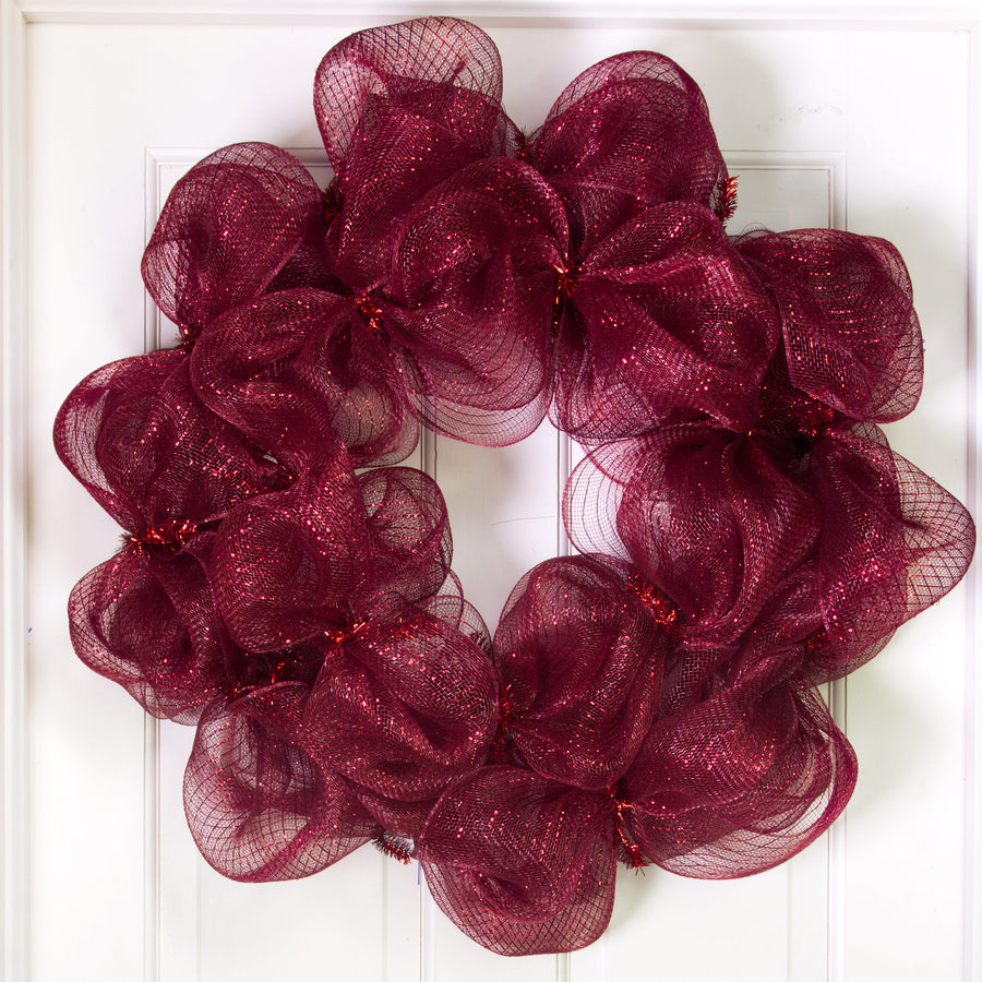 21" Poly Deco Mesh: Metallic Burgundy & Red