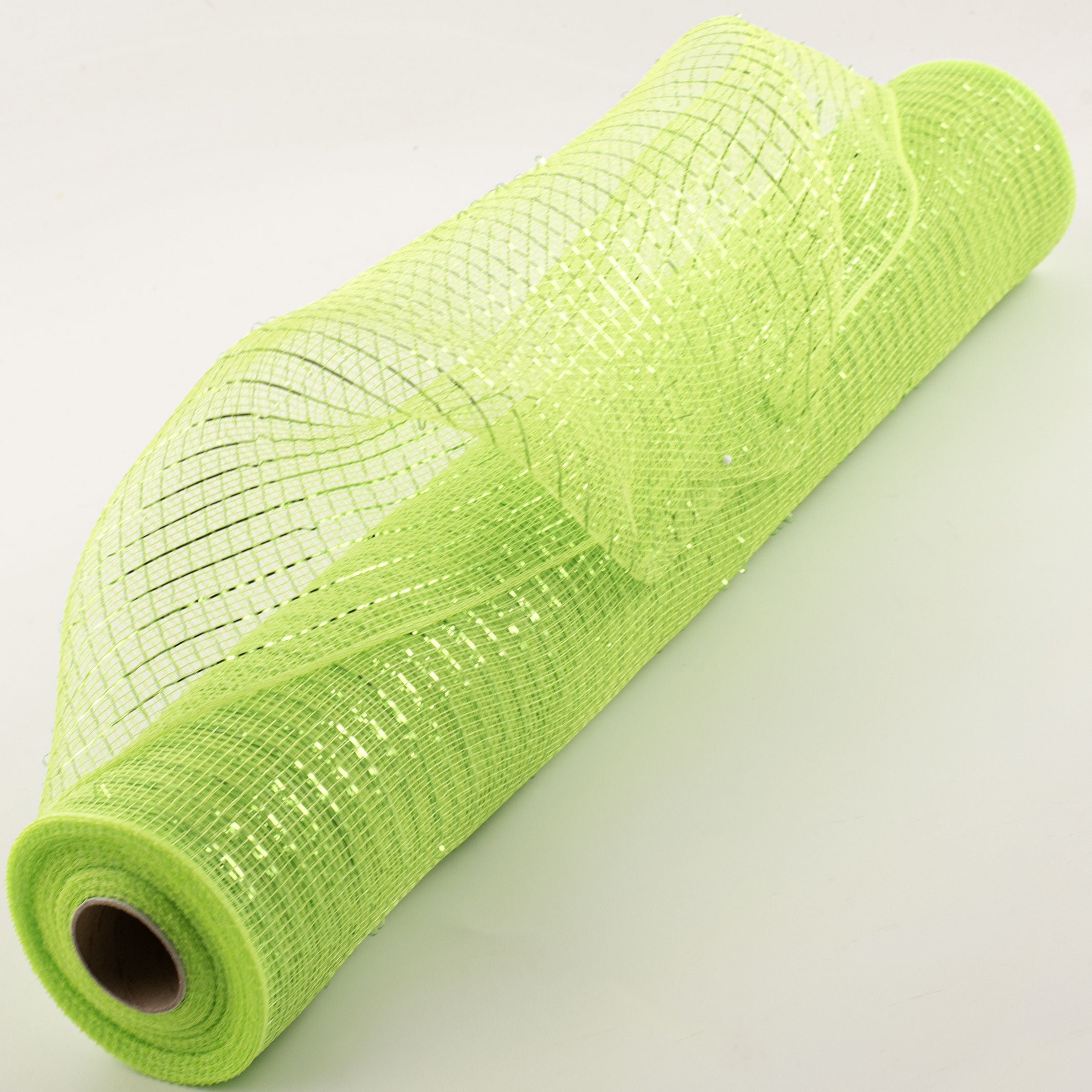 21" Poly Deco Mesh: Metallic Apple Green