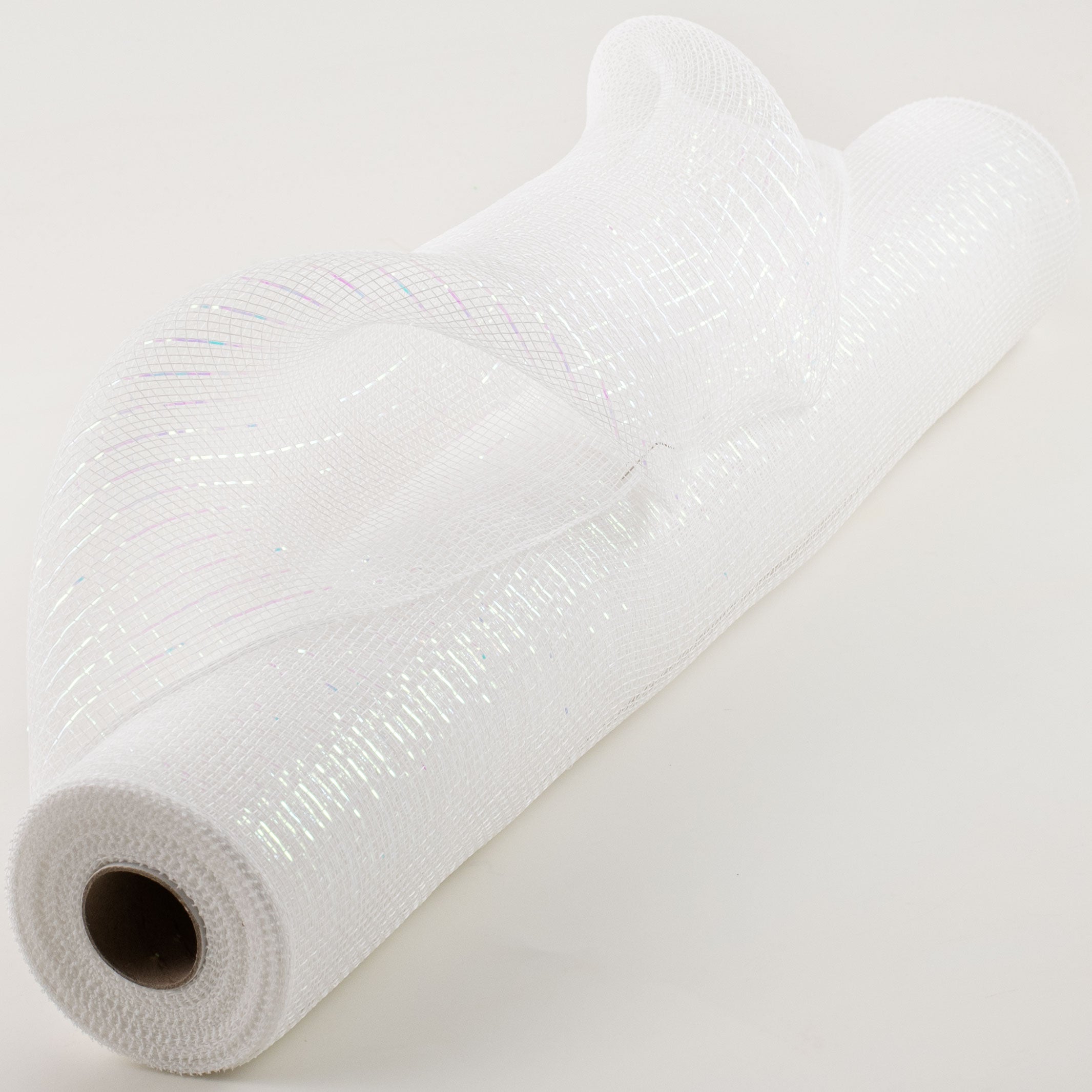 21" Poly Deco Mesh: Metallic White Iridescent