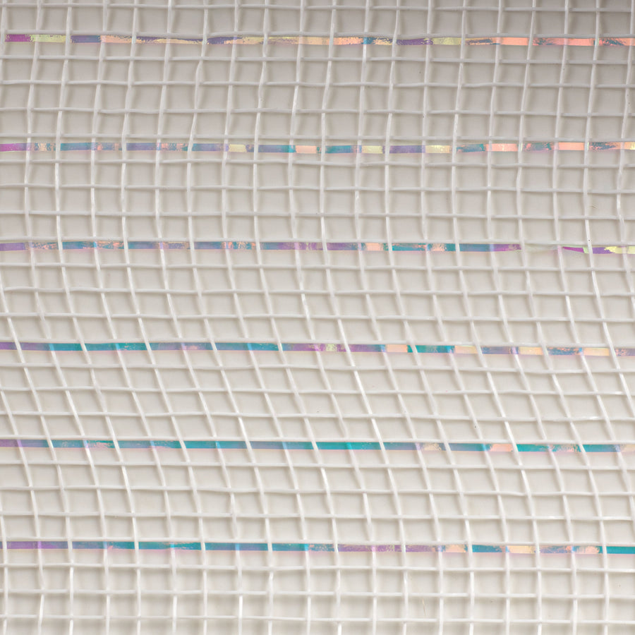 21" Poly Deco Mesh: Metallic White Iridescent