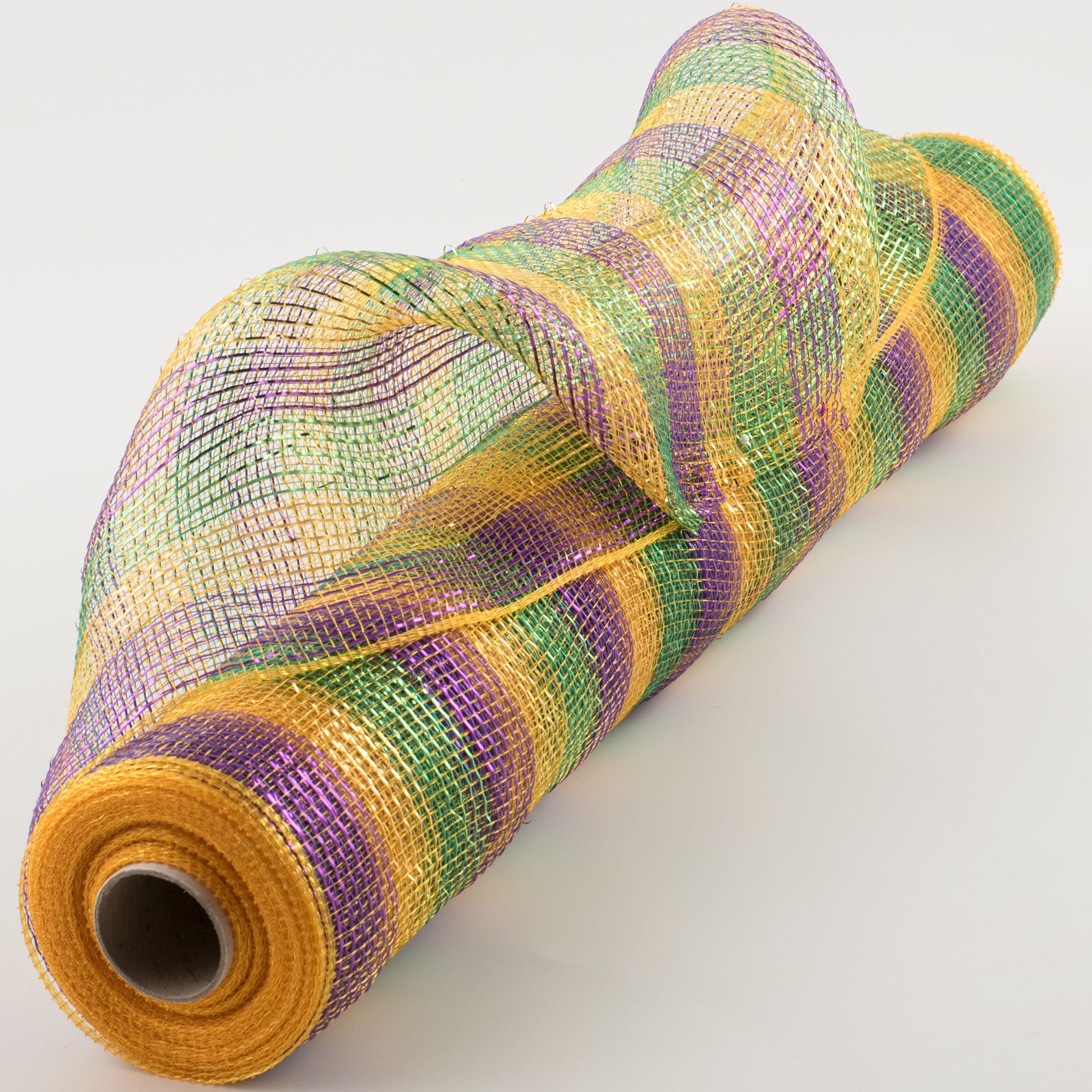 21" Poly Deco Mesh: Mardi Gras Stripe