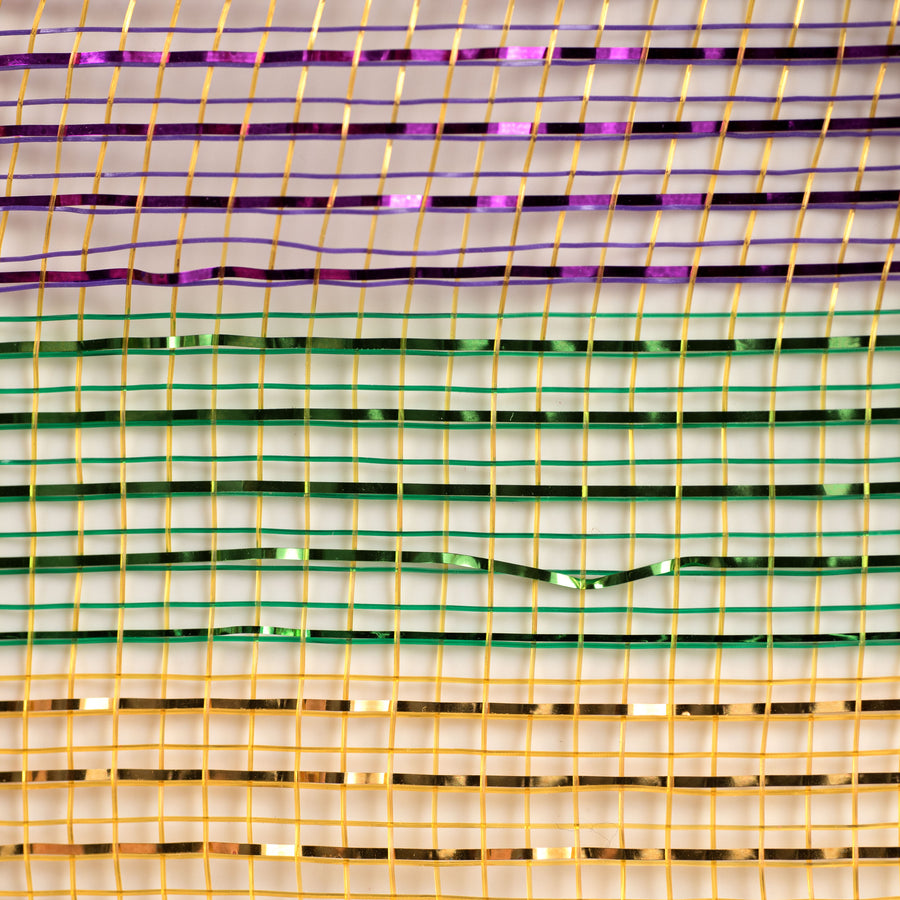 21" Poly Deco Mesh: Mardi Gras Stripe