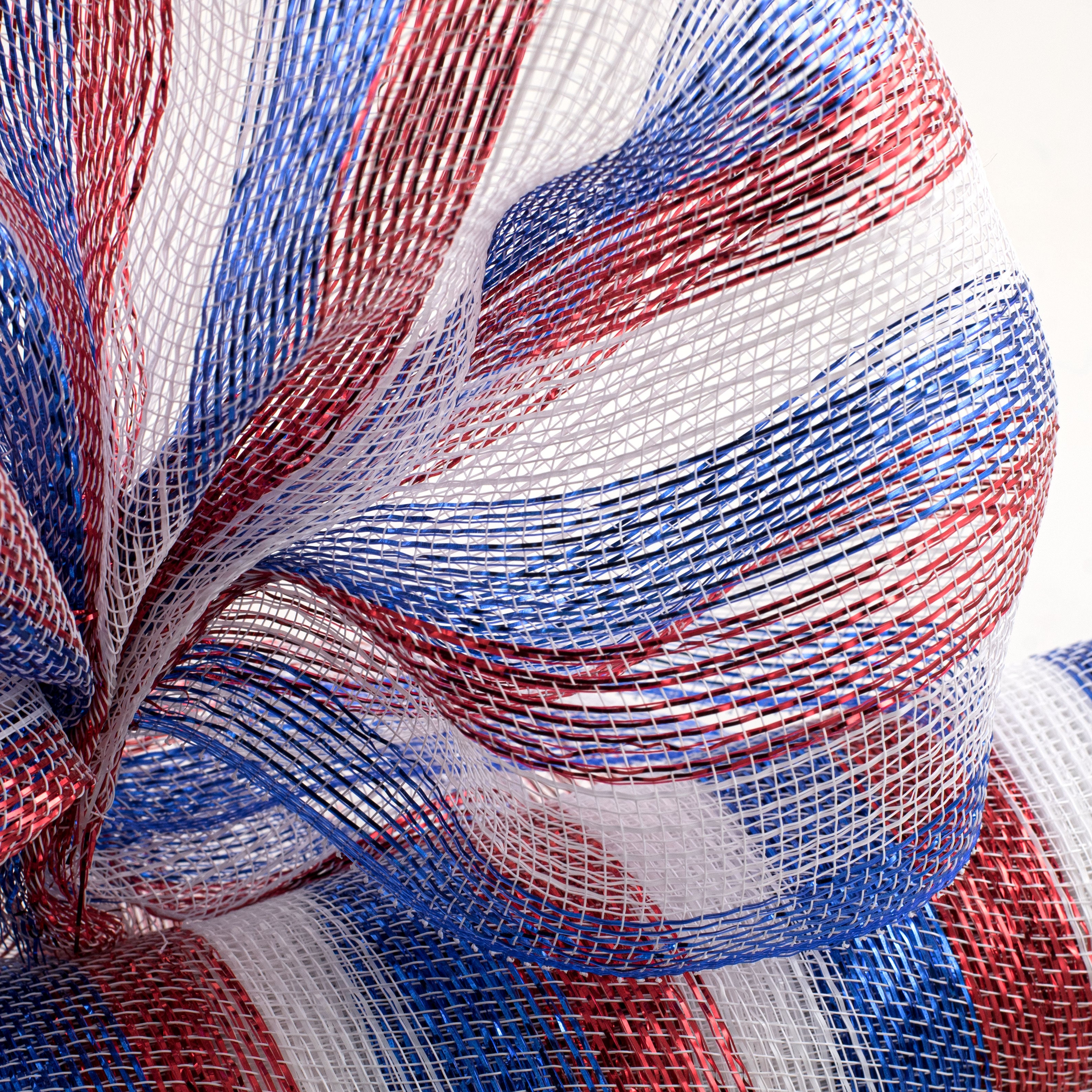 21" Poly Deco Mesh: RWB Stripes