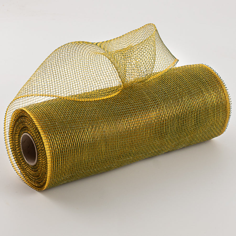 10" Poly Deco Mesh: 2-Tone Moss Green/Gold