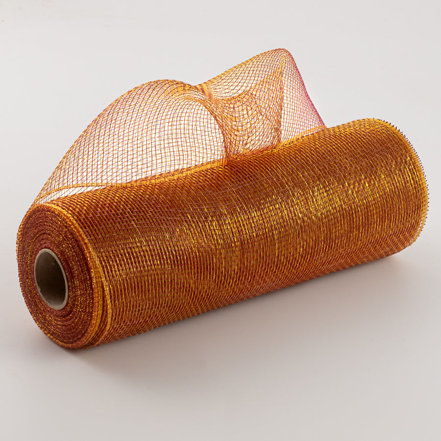 10" Poly Deco Mesh: 2-Tone Burgundy/Gold