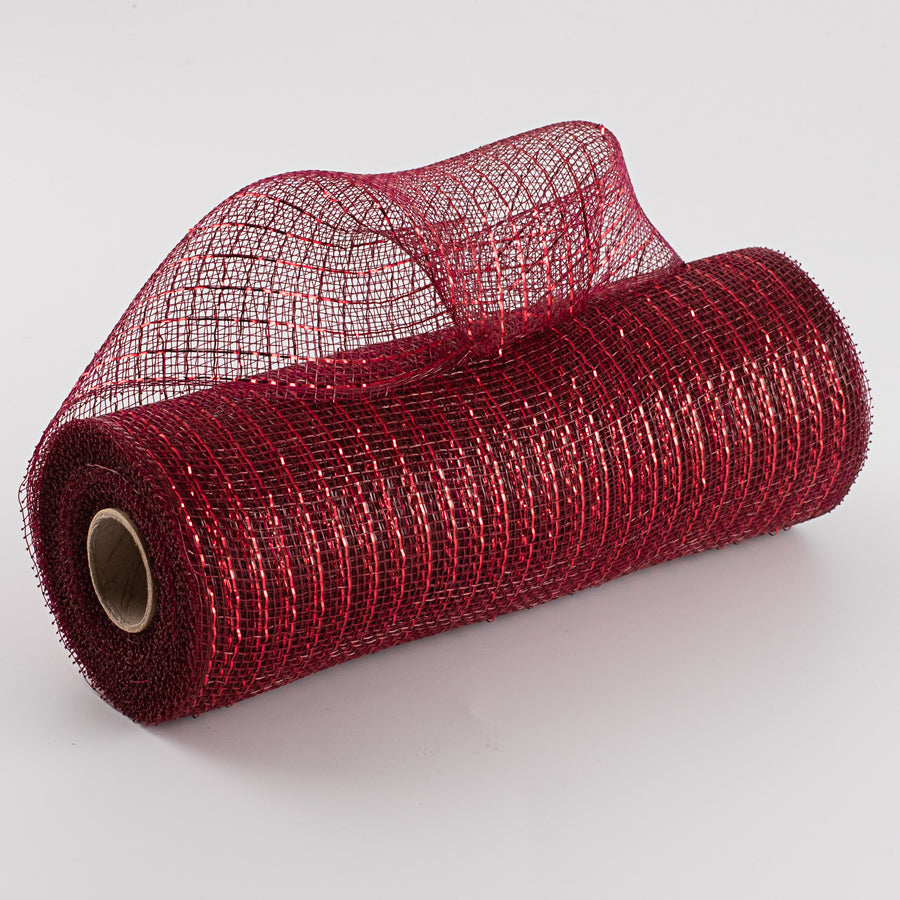 10" Poly Deco Mesh: Metallic Burgundy & Red