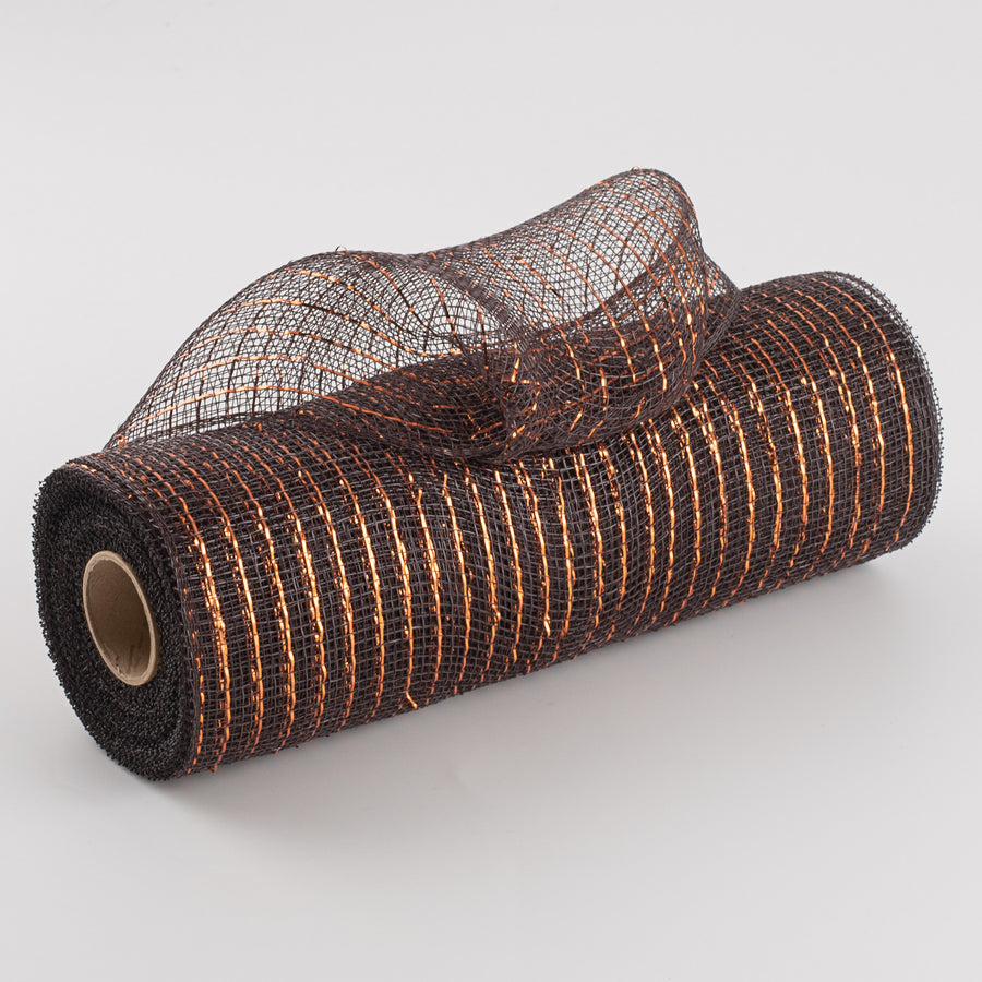 10" Poly Deco Mesh: Metallic Chocolate/Copper