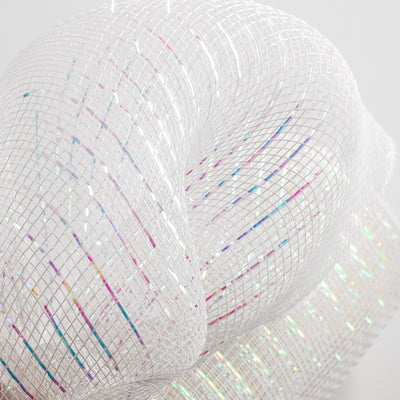 10" Poly Deco Mesh: Iridescent White