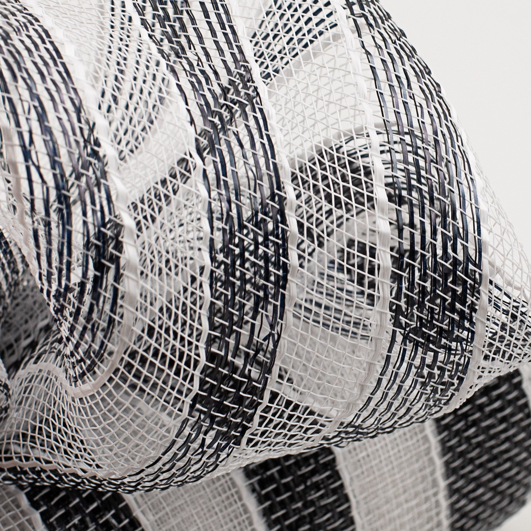 10" Poly Deco Mesh: Black/White Foil Stripe