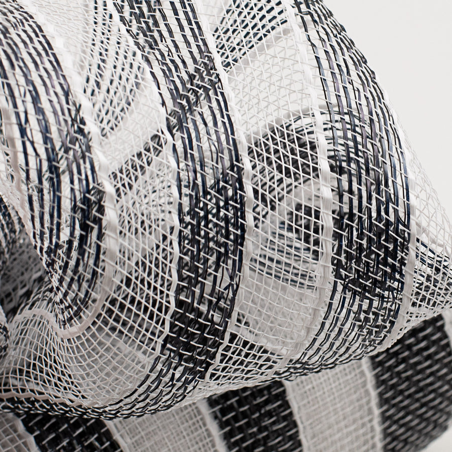 10" Poly Deco Mesh: Black/White Foil Stripe