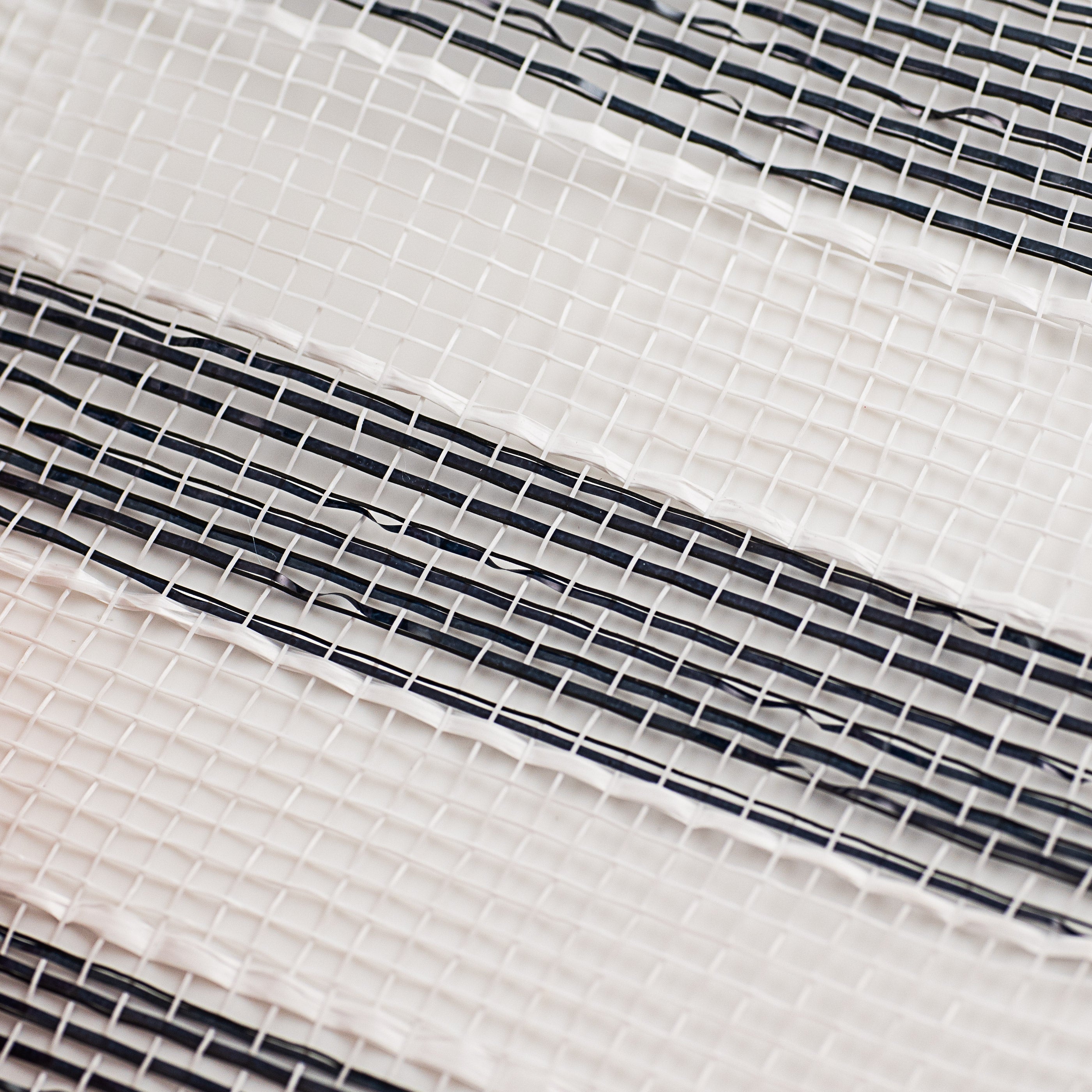 10" Poly Deco Mesh: Black/White Foil Stripe