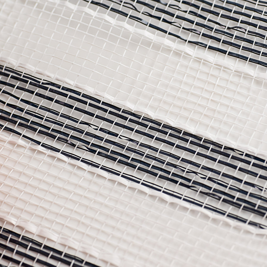 10" Poly Deco Mesh: Black/White Foil Stripe