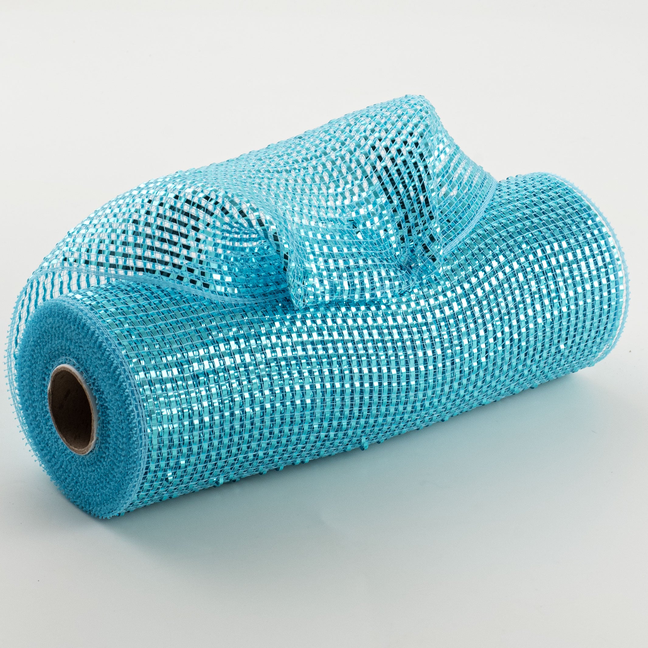 10" Poly Mesh Rolls: Deluxe Wide Foil Turquoise Blue