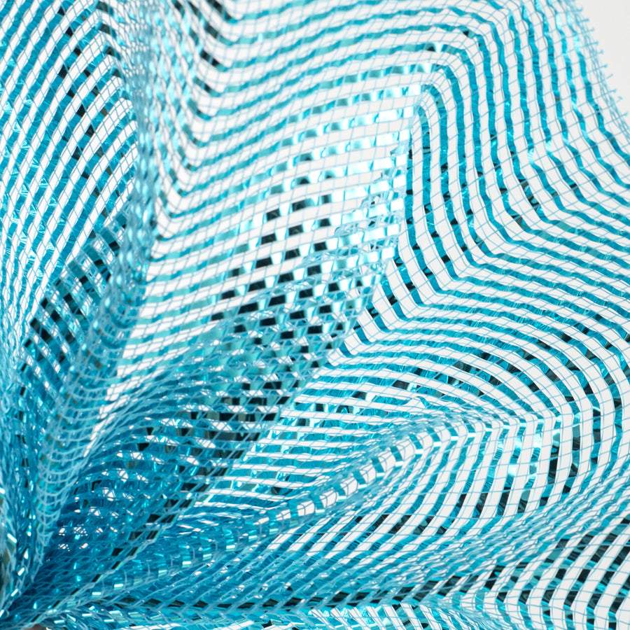 10" Poly Mesh Rolls: Deluxe Wide Foil Turquoise Blue