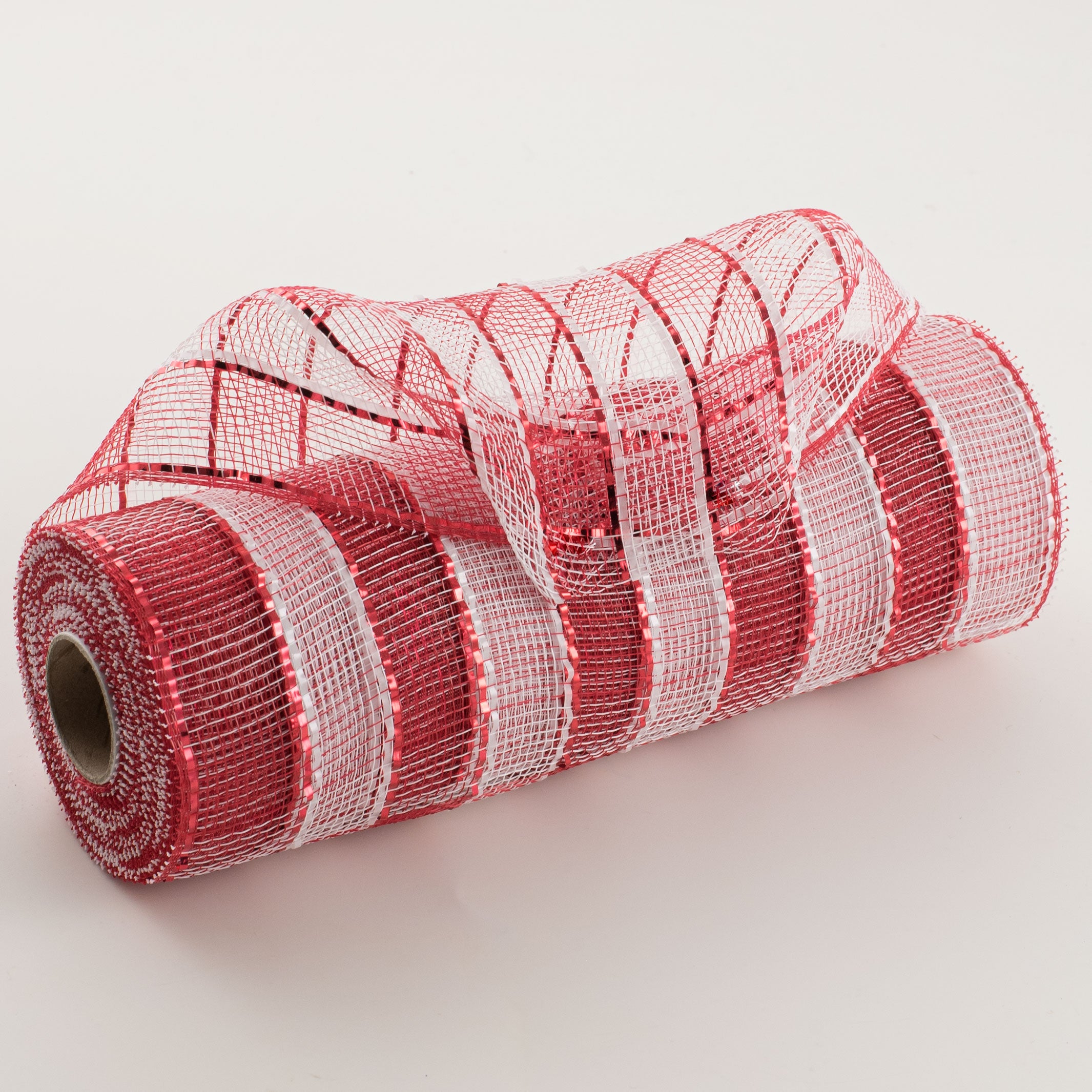 10" Poly Deco Mesh: Metallic Wide Foil Red/White Plaid
