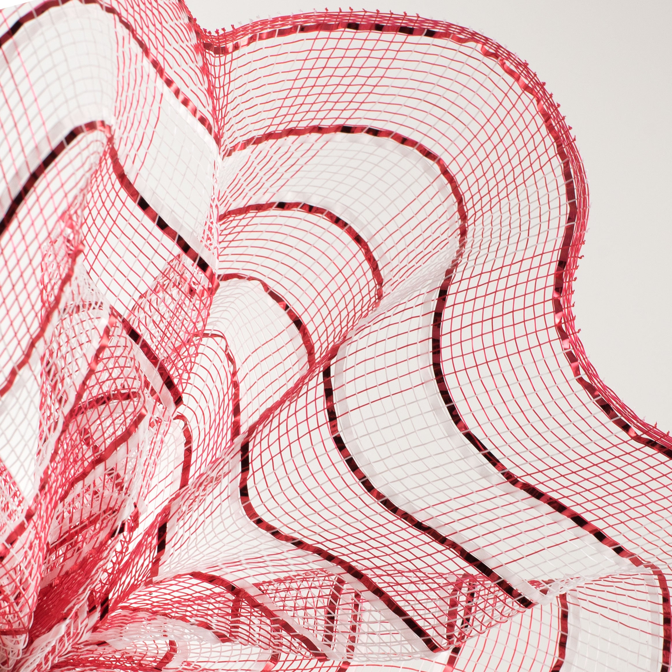 10" Poly Deco Mesh: Metallic Wide Foil Red/White Plaid
