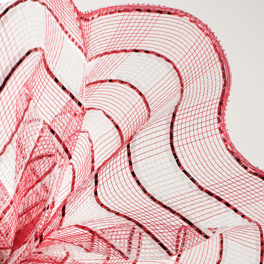 10" Poly Deco Mesh: Metallic Wide Foil Red/White Plaid