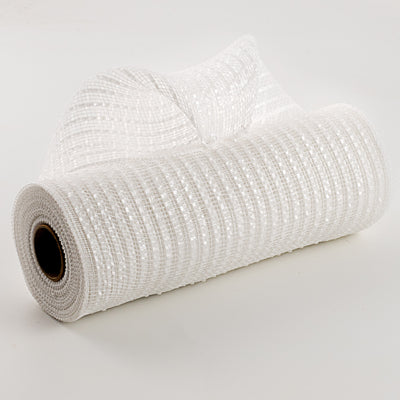 10" Poly Deco Mesh: Wide Foil Film White