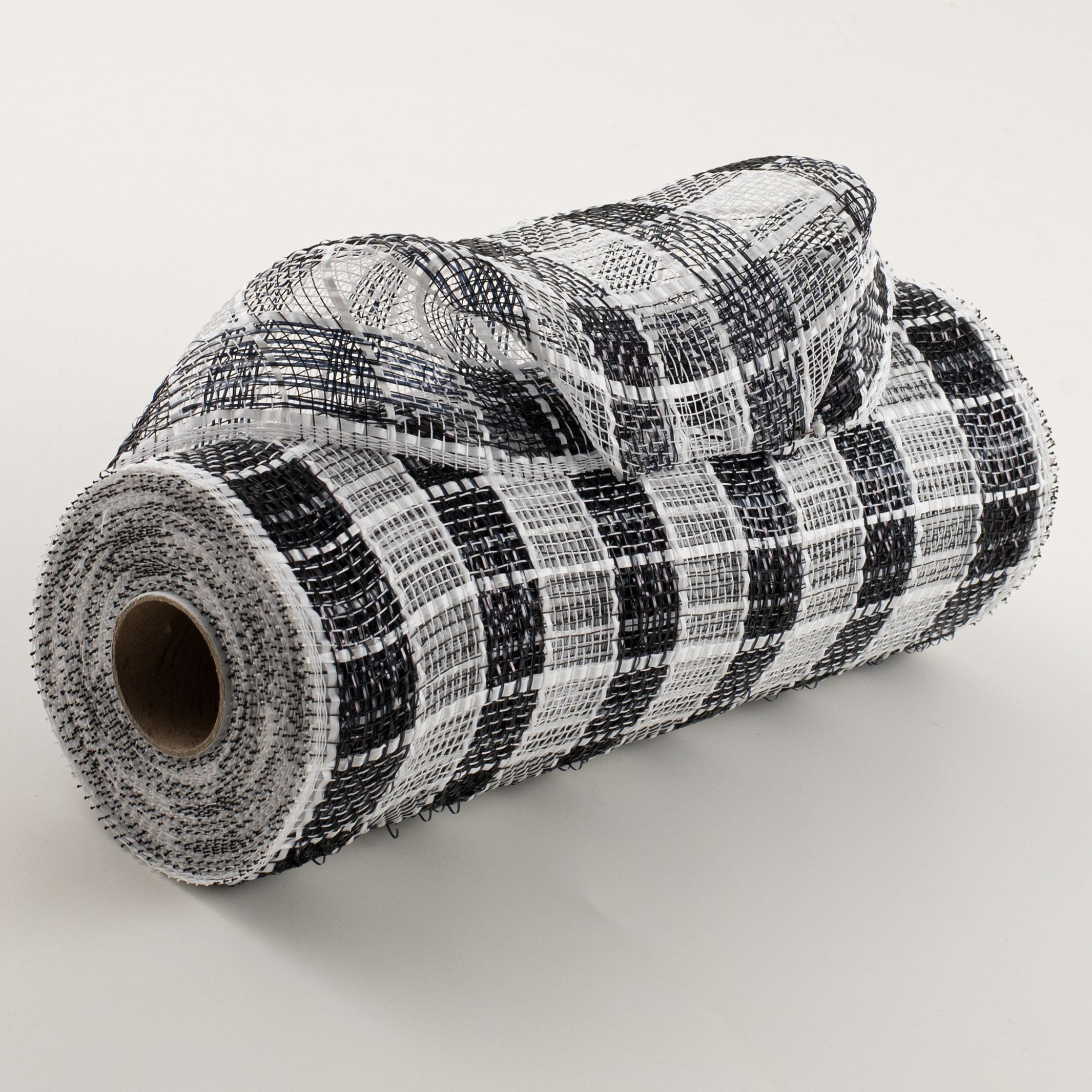 10" Metallic Check Mesh: Black & White (10 Yards)