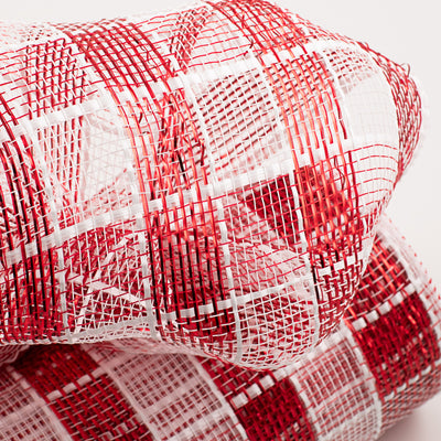 10" Metallic Check Mesh: Red & White (10 Yards)