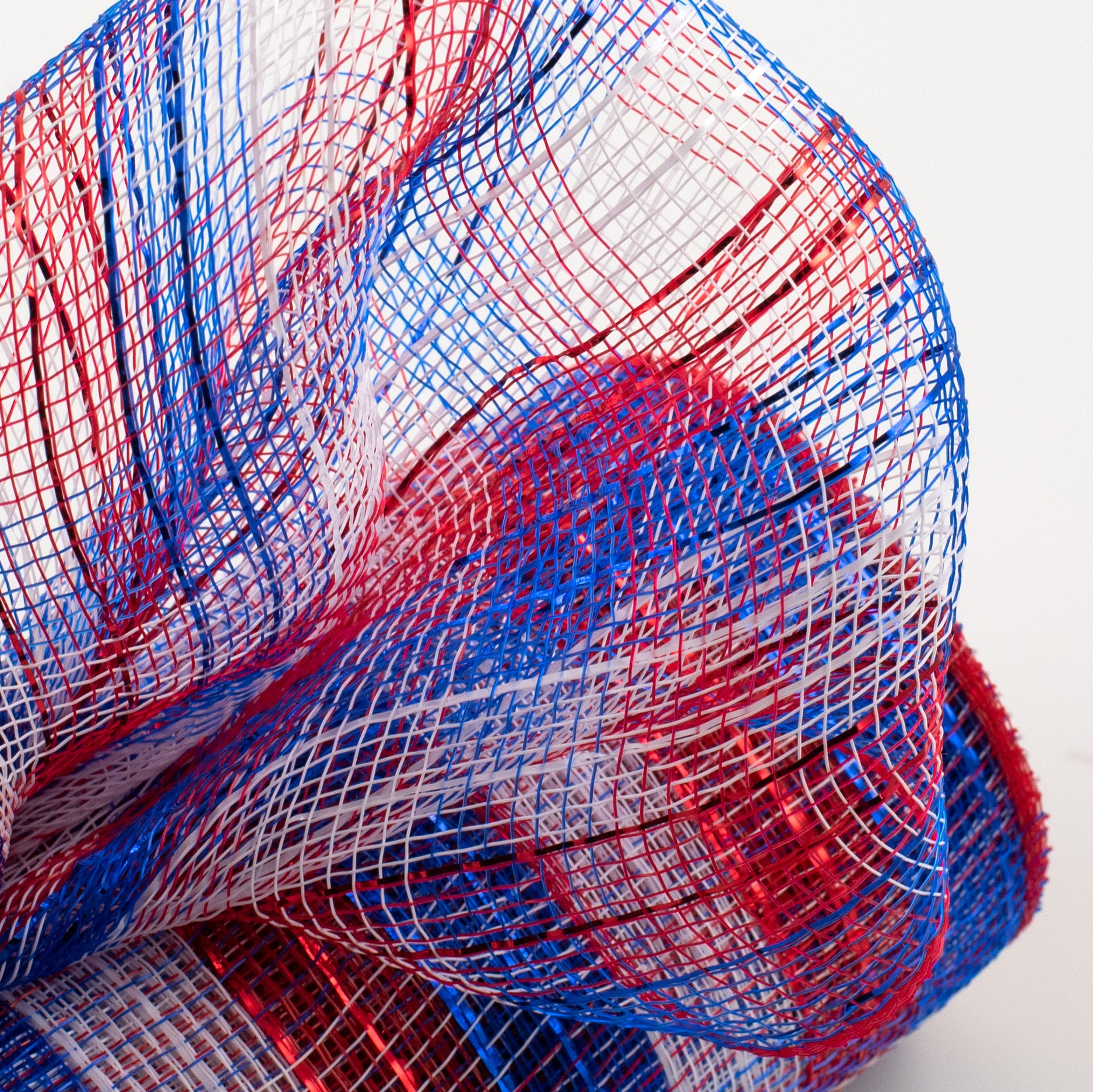 10" Poly Deco Mesh: Metallic Red/White/Blue Check